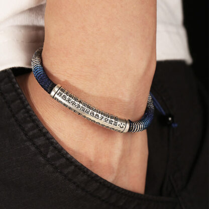 999 Sterling Silver Heart Sutra Calm Handmade Braided Bracelet - 图片 9