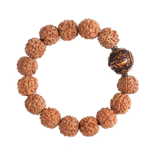 Tibet Rudraksha Bodhi Seed PiXiu Copper Coin Wealth Luck Bracelet - 图片 14