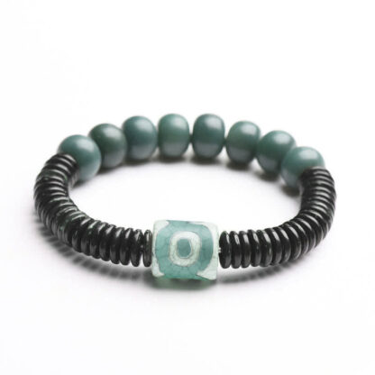 Tibetan Cyan Bodhi Seed Dzi Bead Coconut Shell Keep Away Evil Spirits Bracelet - 图片 8