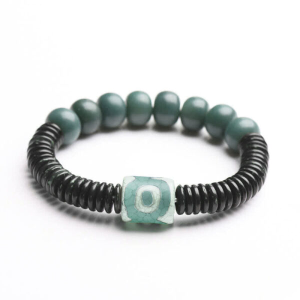 Tibetan Cyan Bodhi Seed Dzi Bead Coconut Shell Keep Away Evil Spirits Bracelet - 图片 8