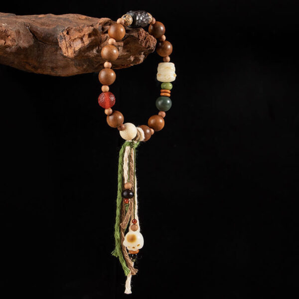 Lightning Strike Wood Bodhi Seed Cat Paw Claw Auspiciousness Protection Tassel Bracelet - 图片 3