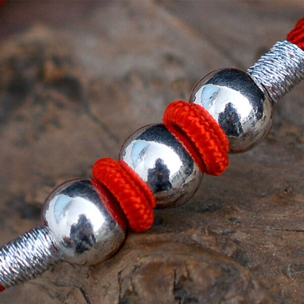 Buddha Stones 925 Sterling Silver Lucky Bead Protection Red String Bracelet - 图片 3