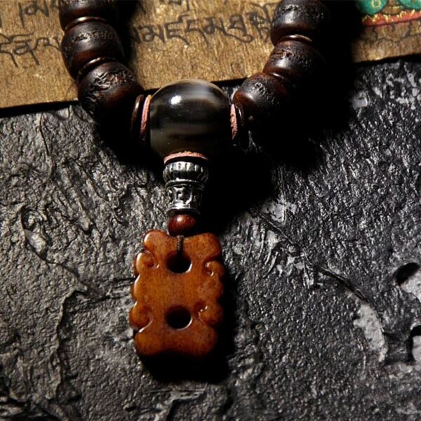 Tibetan Yak Bone Dzi Bead Turquoise Keep Away Evil Spirits Bracelet - 图片 12