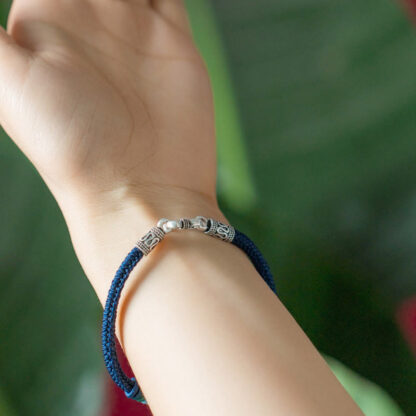 Handmade 925 Sterling Silver Tibetan Om Mani Padme Hum Purity Braided Bracelet - 图片 12