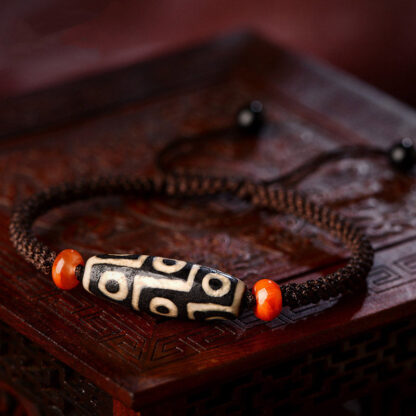 Buddha Stones Tibetan Nine-Eye Dzi Bead Prosperity String Bracelet - 图片 5