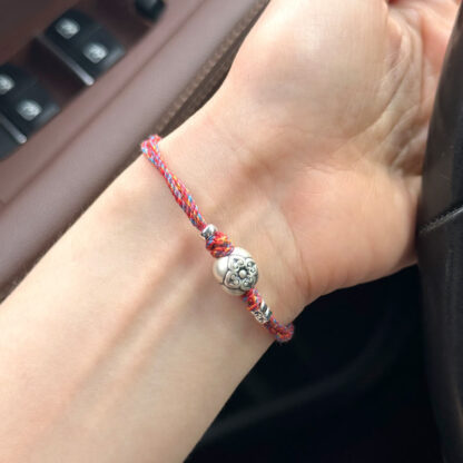 999 Sterling Silver Persimmon Luck Multicolored Braided Bracelet - 图片 25
