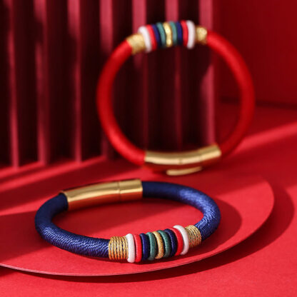 Buddha Stones Tibetan Handmade Colorful King Kong Knot Five Elements Luck Braid String Bracelet - 图片 2