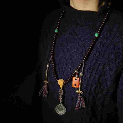 Tibet 108 Mala Beads Purple Bodhi Seed Bagua Vajra Auspiciousness Bracelet - 图片 5