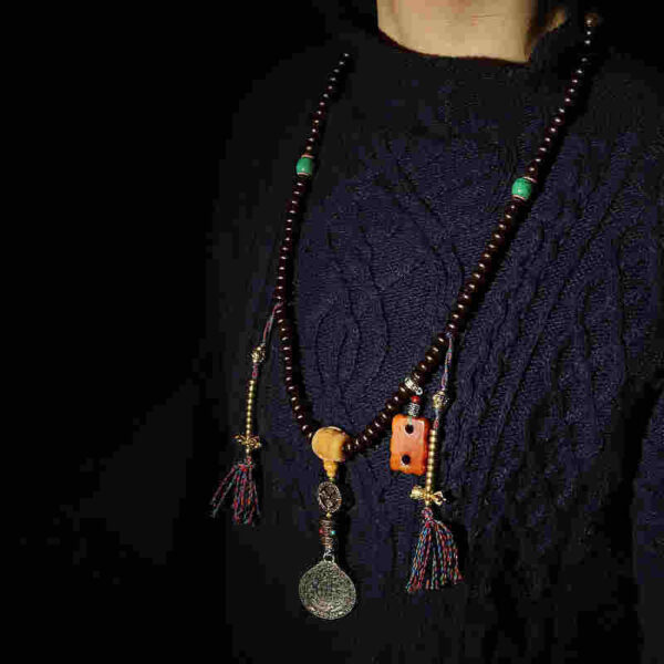 Tibet 108 Mala Beads Purple Bodhi Seed Bagua Vajra Auspiciousness Bracelet - 图片 5