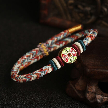 Colorful Rope Wealth Comes From All Directions Handmade Eight Thread Peace Knot Luck Bracelet - 图片 2