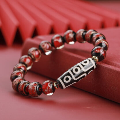 Tibetan Nine-Eye Dzi Bead Three-eyed Dzi Bead Liuli Glass Bead Wealth Bracelet - 图片 17