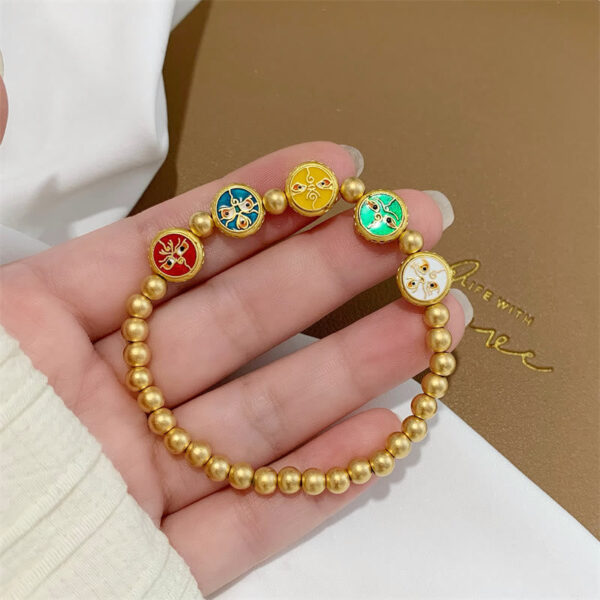 Tibetan Five God Of Wealth Copper Beads Luck Bracelet - 图片 5