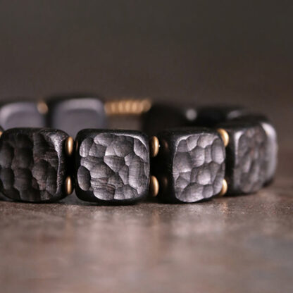 Retro Ebony Wood Texture Style Copper Peace Balance Bracelet - 图片 4