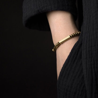 Buddha Stones Tibetan Simple Design Copper Wealth Luck Bracelet - 图片 6