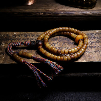 Buddha Stones Tibet 108 Mala Beads Yak Bone Amber Balance Bracelet - 图片 3