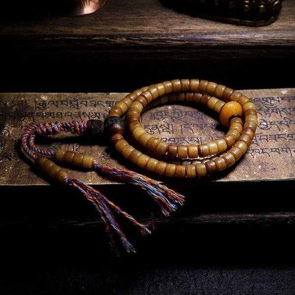 Buddha Stones Tibet 108 Mala Beads Yak Bone Amber Balance Bracelet - 图片 3