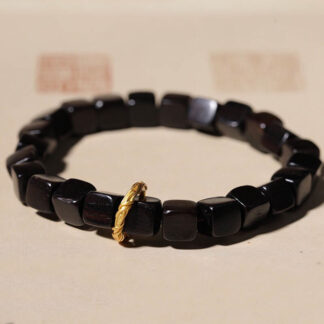 Tibetan Ebony Wood Square Beads Peace Calm Bracelet