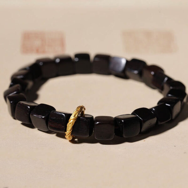 Tibetan Ebony Wood Square Beads Peace Calm Bracelet