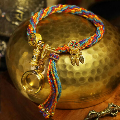 Buddha Stones Tibetan Om Mani Padme Hum Dreamcatcher Luck Colorful Reincarnation Knot String Bracelet - 图片 4