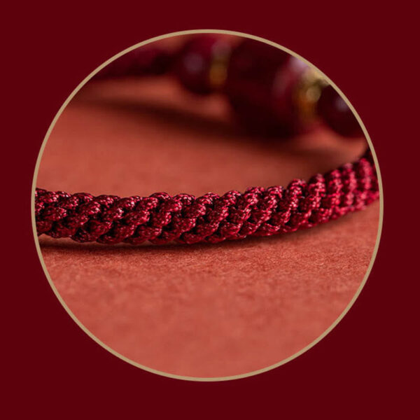 Tibet Cinnabar Om Mani Padme Hum Engraved Blessing Braided Bracelet - 图片 11