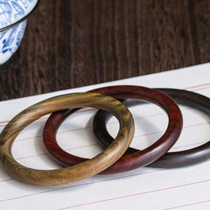 Buddha Stones Tibetan Small Leaf Red Sandalwood Ebony Green Sandalwood Protection Bracelet Bangle - 图片 13