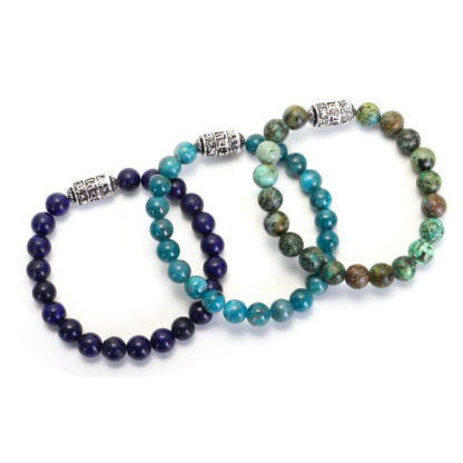 Buddha Stones Natural Lazurite Pietersite Unakite Om Mani Padme Hum Bead Positive Bracelet - 图片 13
