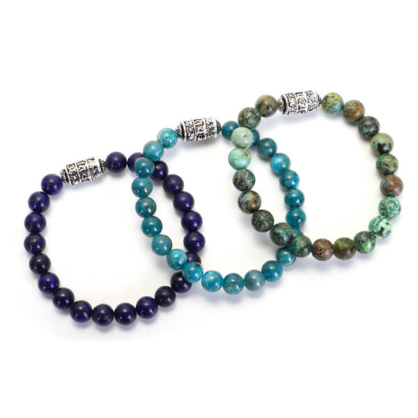 Buddha Stones Natural Lazurite Pietersite Unakite Om Mani Padme Hum Bead Positive Bracelet - 图片 13