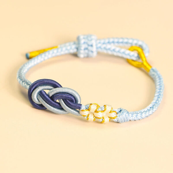 Handcrafted Eight Thread Peace Knot Peach Blossom Knot Luck Connection Bracelet - 图片 8