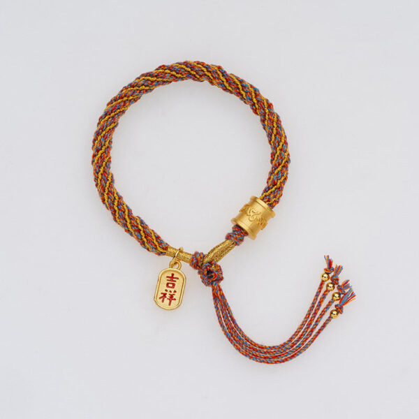 Handmade Multicolored Tibetan Om Mani Padme Hum Ruyi Auspicious Charm Braided Bracelet - 图片 13