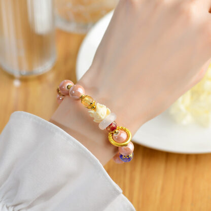 Tibetan Incense Ash Liuli Glass Bead Luck Protection Nine Tailed Fox Bracelet - 图片 6