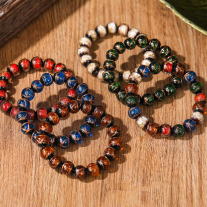 Tibetan Classic Liuli Glass Bead Luck Wealth Bracelet - 图片 3