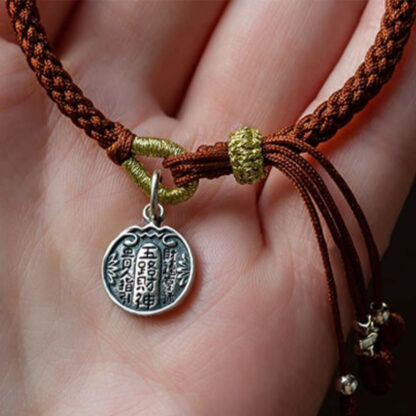 Handmade 925 Sterling Silver Five Directions Gods of Wealth Luck Protection String Braid Bracelet - 图片 4