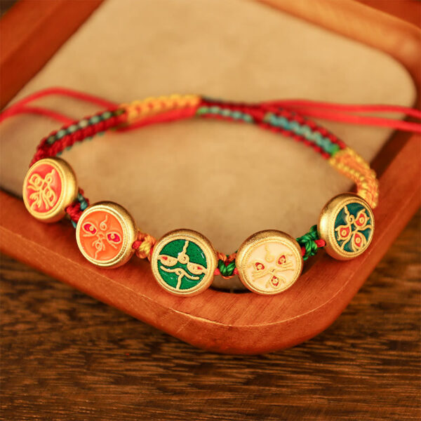 Tibetan Five God Of Wealth Colorful Rope Braided Luck Bracelet - 图片 2