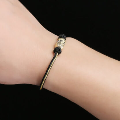 Buddha Stones 925 Sterling Silver Om Mani Padme Hum Prayer Wheel Luck Strength Red String Bracelet - 图片 8