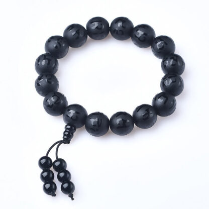 Tibet White Crystal Black Onyx Om Mani Padme Hum Meditation Bracelet - 图片 15