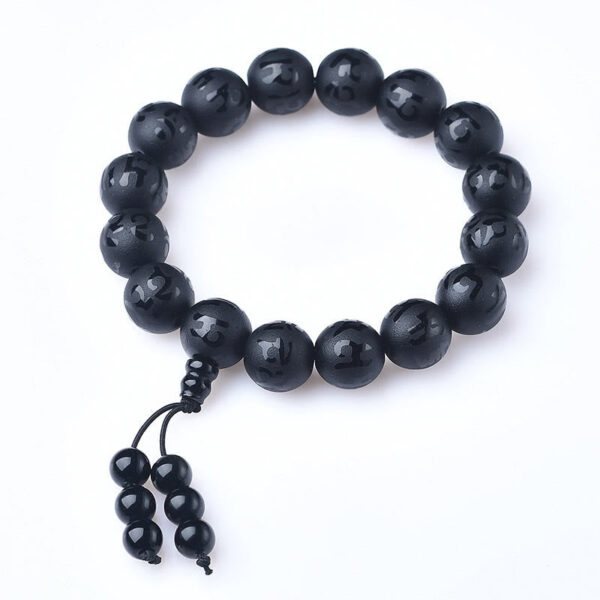 Tibet White Crystal Black Onyx Om Mani Padme Hum Meditation Bracelet - 图片 15