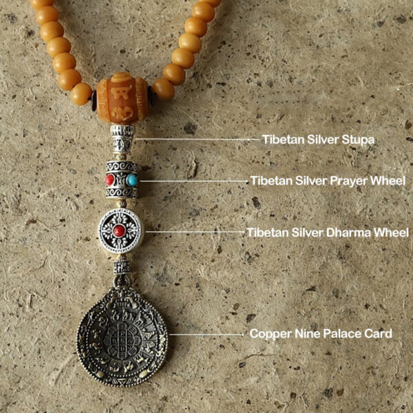 Tibet 108 Mala Beads Bodhi Seed Bagua Vajra Wealth Bracelet - 图片 7