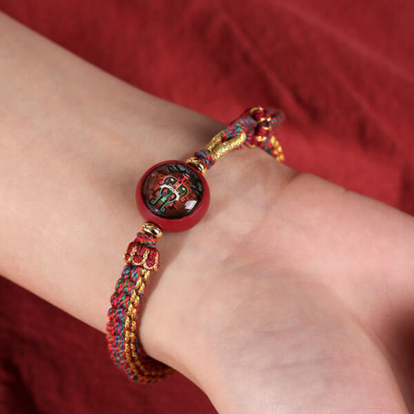Buddha Stones Colorful Rope Cinnabar Thangka Blessing Braided Bracelet - 图片 9