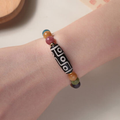Tibetan Tiger Eye Tourmaline Nine-Eye Dzi Bead Protection Bracelet - 图片 7