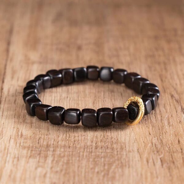 Tibetan Ebony Wood Dzi Bead Balance Calm Bracelet - 图片 12