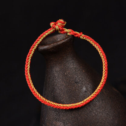 Buddha Stones Two-Color Rope Handcrafted Eight Thread Peace Knot Bracelet - 图片 4