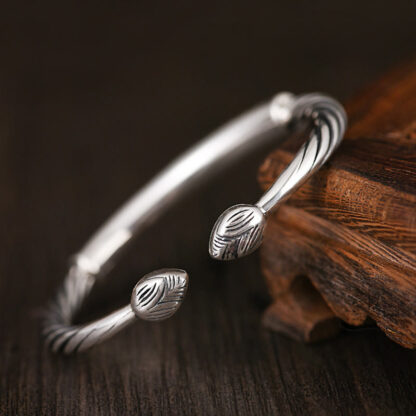 Buddha Stones Tibetan Om Mani Padme Hum Heart Sutra Purity Cuff Bracelet - 图片 4