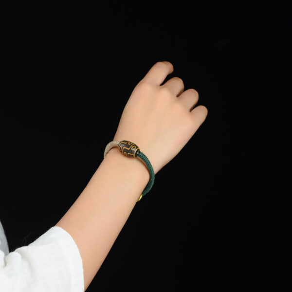 Handmade Tibetan Nine-Eye Dzi Bead Wealth Rope Bracelet - 图片 8