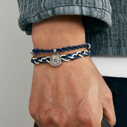 925 Sterling Silver Om Mani Padme Hum Swastika Handmade Protection Bracelet - 图片 11