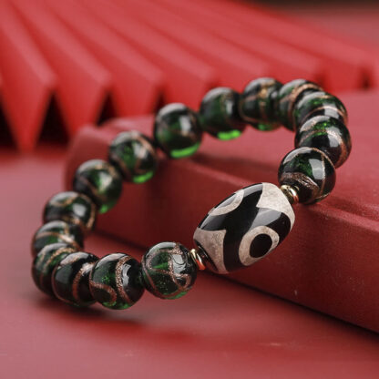 Tibetan Nine-Eye Dzi Bead Three-eyed Dzi Bead Liuli Glass Bead Wealth Bracelet - 图片 22