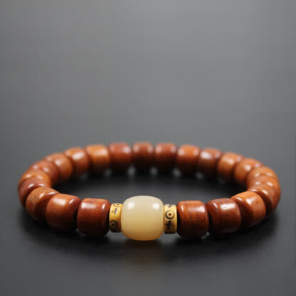 Buddha Stones Tibetan Yak Bone Om Mani Padme Hum Strength Bracelet - 图片 3