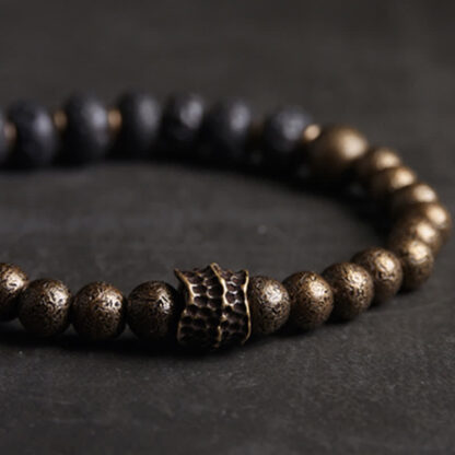 Buddha Stones Lava Rock Stone Copper Balance Cuff Bracelet Bangle - 图片 9