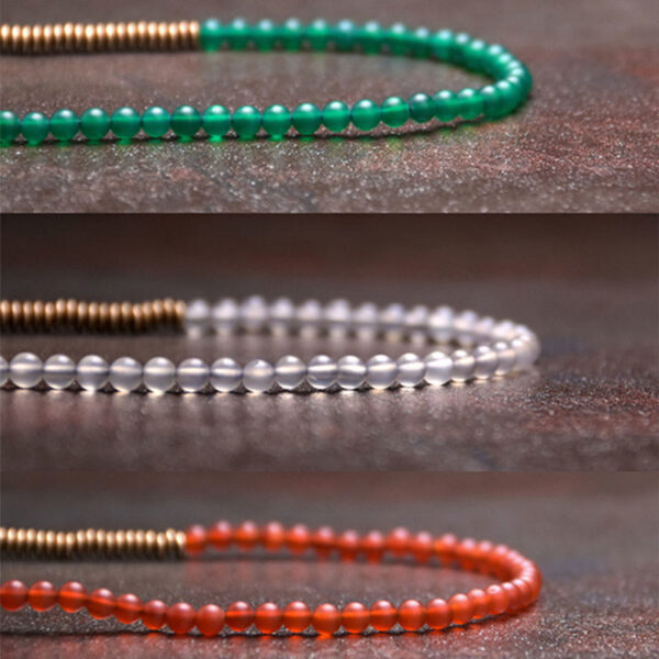 Buddha Stones Tibetan Various Agate Stone Copper Protection Triple Wrap Bracelet - 图片 8