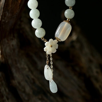 Buddha Stones Natural White Jade Luck Bracelet - 图片 4
