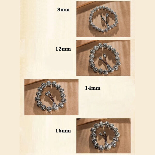 Tibetan Om Mani Padme Hum Carved Alloy Beads Amulet Bracelet - 图片 10